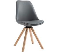 Chaise Scandinave Calais en Similicuir I Pieds Bois De Hêtre Carrés I Chaise Pivotante avec Dossier I Chaise Design Retro, Couleur:Gris, Couleur du Cadre:Natura