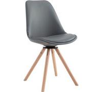 CLP Chaise scandinave Calais pivotante simili‑cuir pieds ronds hêtre Gris G