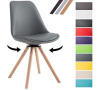 CLP Chaise scandinave Calais pivotante simili‑cuir pieds ronds hêtre Gris G