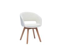 Chaise scandinave en tissu effet laine bou blanc et bois clair massif PRISMA