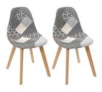 HOME DECO FACTORY Lot de 2 chaises Patchwork Gris 58x47x86cm