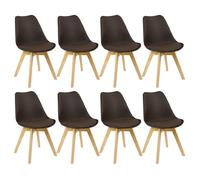 Chaise scandinave - WOLTU - Lot de 8 chaises - Siège rembourré - Design épuré - Dossier incurvé - BRUN