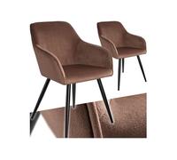Chaise - TECTAKE - Lot de 2 chaises MARILYN effet velours style scandinave rembourrée, pieds acier noir, 58 x 62 x 82 cm - Brun/Noir