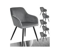 Chaise style scandinave rembourrée aspect velours Lot de 6 gris/noir