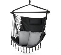 Chaise Suspendue avec 2 Coussins, Balançoire Hamac - 100x130x75cm - BIS 150 kg - pour Intérieur et Extérieur - Style Bohème Adapté à Tout Décor - Idéal Our Balcon ou Jardin