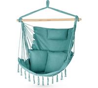 Chaise Suspendue avec 2 Coussins, Balançoire Hamac - 100x130x75cm - BIS 150 kg - pour Intérieur et Extérieur - Style Bohème Adapté à Tout Décor - Idéal Our Balcon ou Jardin (Vert)