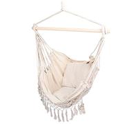 Chaise Suspendue avec 2 oreillers rembourrés, hamac Chaise Suspendue siège-lit avec kit de Suspension, Chaise pivotante Coussin en Coton Doux et Respirant pour Chambre intérieur
