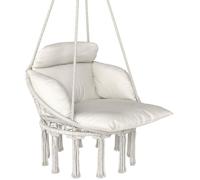 Chaise suspendue avec grand coussin rembourršŠ hamac fauteuil suspendu š€ franges kit de suspension 80 x 60 x 40 cm crššme