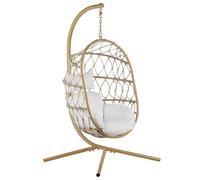 Chaise Suspendue avec Support en Métal Beige et Coussin en Polyester Adria