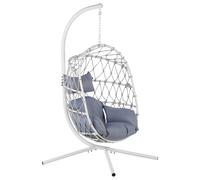 Chaise Suspendue avec Support en Métal Blanc et Coussin en Polyester Adria
