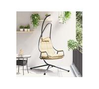 vidaXL Chaise œuf suspendue Beige 94 x 107 x 196,5 cm Acier