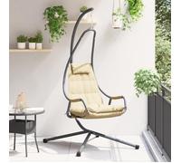 vidaXL Chaise œuf suspendue Beige 94 x 107 x 196,5 cm Acier