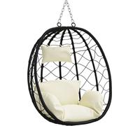Chaise suspendue Basket sans pied Crème-Blanc Poly rotin, Balançoires hollywoodiennes DesignMöbel Nouveau