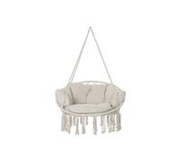 Chaise suspendue beige macrame en coton polyester avec coussin - Largeur 100 x Hauteur 145 x Profondeur 80 cm --