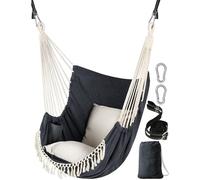 Chaise suspendue - Coton doux - 2 coussins d'assise - Hauteur réglable sans palier - Portable