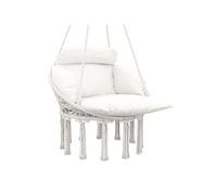 Chaise suspendue de jardin - grand coussin inclus - macramé coton polyester blanc cassé