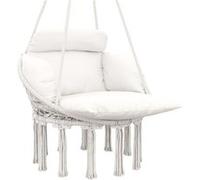 Chaise suspendue de jardin - grand coussin inclus - macramé coton polyester blanc cassé