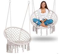 Sofotel Chaise Suspendue Blanche de Jardin Boho avec Coussin