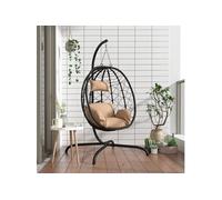 Chaise suspendue en forme d ouf avec coussin taupe