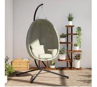 vidaXL Fauteuil suspendu design oeuf avec support Beige Tissu et acier