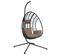 Chaise suspendue en forme d'œuf et support taupe rotin et acier