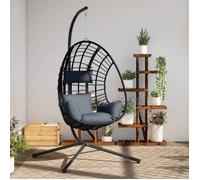 vidaXL Fauteuil suspendu design oeuf avec support Anthracite Rotin et acier