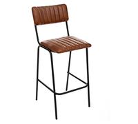 Atmosphera – Chaise de bar Dario – Cuir & métal Marron cognac – Assise 73 cm – Style rétro