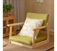 Chaise Tatami avec accoudoirs et dossier, chaise de sol en bois massif, coussin confortable, assise basse pour la maison et le bureau, style japonais