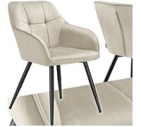 tectake® Chaise de Salle à Manger rembourrée Moderne Chaise Velours satiné Fauteuil Salon Fauteuil Scandinave Pieds en Acier Élégant Chaises pour Coiffeuse, Chambre, Salon, Dressing