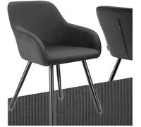 Chaise - TECTAKE - Chaise MARILYN en velours côtelé rembourrée et pieds en acier robustes, 58 x 62 x 82 cm - Anthracite/Noir