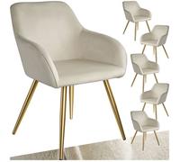 Chaise - TECTAKE - chaise rembourrée marilyn élégante polyvalente forme ergonomique embouts plastique 58 x 62 x 82 cm - crème/or