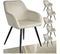 Chaise - TECTAKE - chaise scandinave - marilyn - rembourrée velours, forme ergonomique, embouts plastique, 58x62x82 cm - crème noir