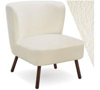 Chaise - TECTAKE - Fauteuil cocktail Teddy RODINA 2 rembourré, revêtement bou ossier incurvé 61 x 68 x 69 cm - Blanc cassé