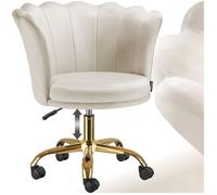 tectake® Chaise de Bureau Fauteuil Salon Confortable en Velours avec roulettes Fauteuil Relax Fauteuil Cocktail Moelleux Chaise Ergonomique pour Bureau, Coiffeuse, Salon, Chambre, Allaitement
