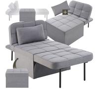 tectake® Tabouret Repose Pied Pouf Salon modulable 4en1 Chaise Longue Fauteuil Lit 1 Personne jusqu'à 150 kg Design scandinave Cosy pour Coiffeuse, Salon, Chambre, Bureau