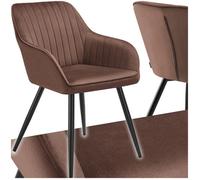 tectake® Chaise de Salle à Manger rembourrée Moderne Chaise Velours Fauteuil Salon Scandinave Pieds en Acier Élégant pour Chambre, Coiffeuse, Salon, Cuisine, Dressing