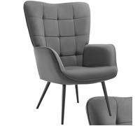 Chaise - TECTAKE - Fauteuil HYGGE rembourré en acier et polyester à l'aspect matelassé, 72 x 76 x 100,5 cm - Anthracite/Noir