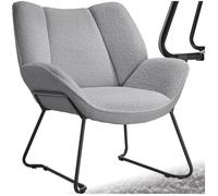 Chaise - TECTAKE - Fauteuil KJELD avec accoudoirs et dossier large, rembourré avec revêtement bouclé, 73 x 72 x 81 cm - Gris clair