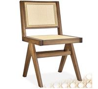 Chaise - TECTAKE - Fauteuil LISSY style boho avec cannage viennois en bois et accoudoirs, 48,5 x 53,5 x 83 cm - Chêne clair