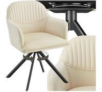 Chaise pivotante en velours rembourrée crème/noir
