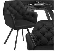 Chaise - TECTAKE - Fauteuil LUCIA pivotant en velours matelassé avec accoudoirs pieds en acier fins 58 x 58 x 87 cm - Noir