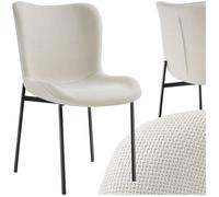 Chaise - TECTAKE - Fauteuil rembourrée TESSA avec revêtement en tissu et forme ergonomique - Blanc/Noir