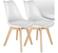 Chaise - TECTAKE - Lot 2 fauteuils repas FRÉDÉRIQUE au style scandinave ergonomique avec patins feutrés, 49 x 53 x 82 cm - Blanc