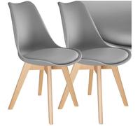 Chaise - TECTAKE - Lot 2 fauteuils repas FRÉDÉRIQUE au style scandinave ergonomique avec patins feutrés, 49 x 53 x 82 cm - Gris