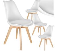 Chaise - TECTAKE - Lot 4 fauteuils repas FRÉDÉRIQUE au style scandinave ergonomique avec patins feutrés, 49 x 53 x 82 cm - Blanc