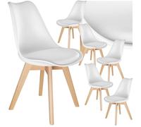 Chaise - TECTAKE - Lot 6 fauteuils repas FRÉDÉRIQUE au style scandinave ergonomique avec patins feutrés, 49 x 53 x 82 cm - Blanc