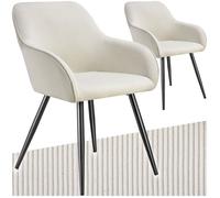 Lot de 2 chaises en velours côtelé forme ergonomique crème/noir