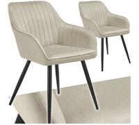 tectake® Lot de 2 Chaise de Salle à Manger rembourrée Moderne Chaise Velours Fauteuil Salon Chaise Scandinave Pieds en Acier Élégant Chaises Coiffeuse, Chambre, Coiffeuse, Salon, Cuisine, Dressing