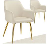 Chaise - TECTAKE - Lot de 2 fauteuils AVANE aspect velours rembourré au style scandinave ergonomique, 55 x 63,5 x 86,5 cm - Beige