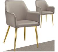 tectake® Lot de 2 Chaises de Salle à Manger rembourrées, Chaises Modernes, Fauteuil Salon, Chambre, Coiffeuse, Style Scandinave, Chaise ergonomique en velours avec Accoudoirs, Chaise Charge max.120 kg